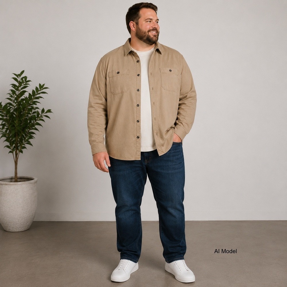 TravisMathew Cloud Flannel Button Shirt Mens XXXL Tan Outdoors Overshirt 5674